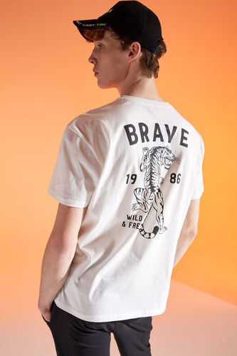 T-shirt oversize en coton avec imprimé tigre dans le dos