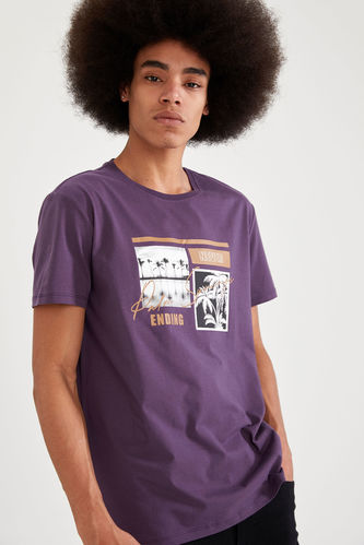 Printed Slim Fit Crew Neck Cotton T-Shirt