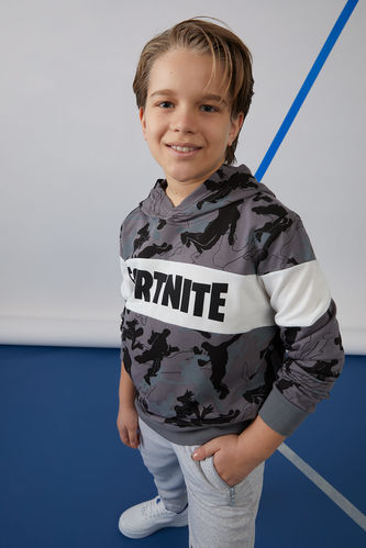 Erkek Çocuk Fortnite Lisanslı Kapüşonlu Sweatshirt