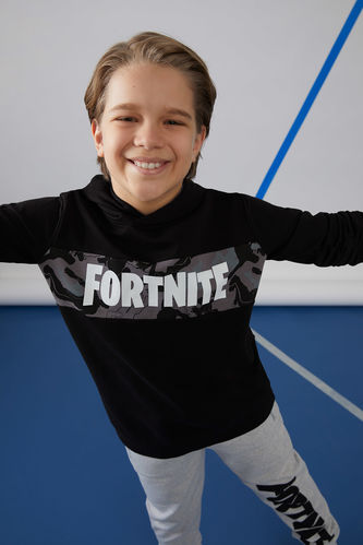 Erkek Çocuk Fortnite Lisanslı Kapüşonlu Sweatshirt