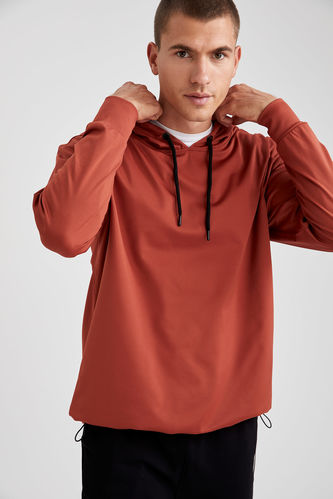 Oversize Fit Kapüşonlu Basic Spor Sweatshirt