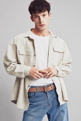 Oversize Fit Uzun Kollu Jean Gömlek Ceket
