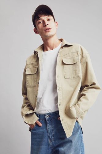Oversize Fit Uzun Kollu Jean Gömlek Ceket