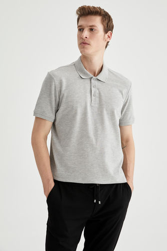 Regular Fit Polo Yaka Basic Pamuklu Penye Tişört