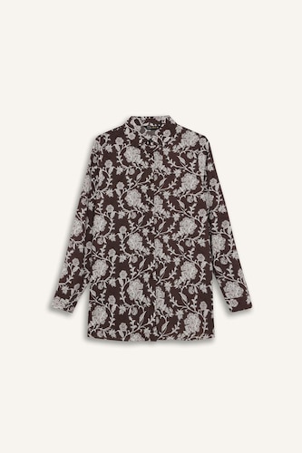 Loose Fit Desenli Uzun Kollu Gömlek Tunik