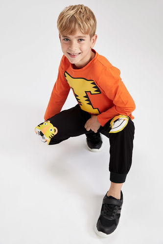 Boy Tiger Printed Tracksuit and T-Shirt Set