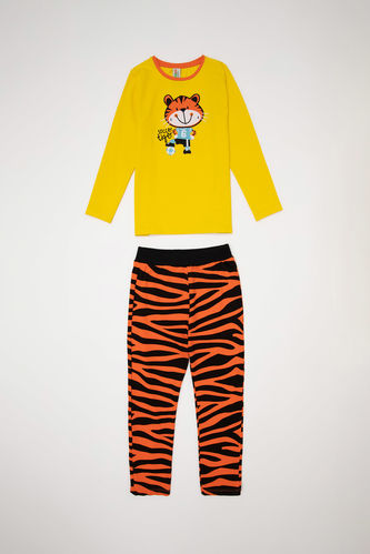 Boy Long Sleeve Tiger Print T-shirt & Sweatpants Set