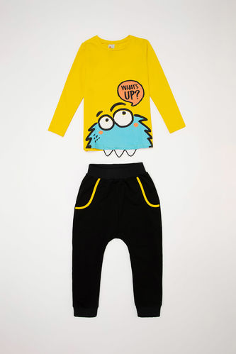 Boy Long Sleeve Cookie Monster T-shirt & Sweatpants Set
