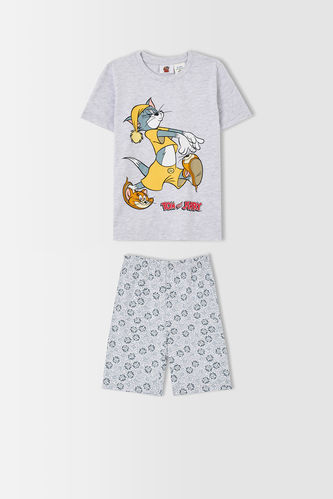 Boy Licensed Tom And Jerry Short Sleeve Crew Neck T-Shirt And Shorts Pyjamas Set