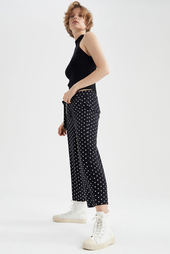 Patterned Wide Leg Relaxed Fit Trousers