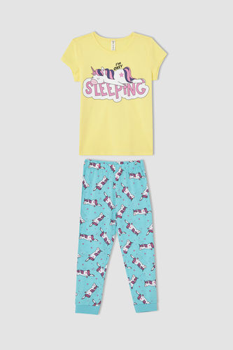 Kız Çocuk Unicorn Basılı Pijama Takımı