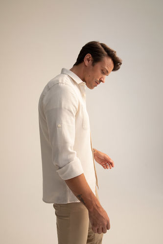 Modern Fit Polo Collar Long Sleeve Shirt