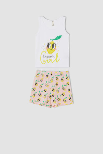 Kız Çocuk Limon Baskılı Kısa Kol Pijama Takımı