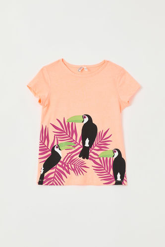 T-shirt à manches courtes imprimé perroquet fille