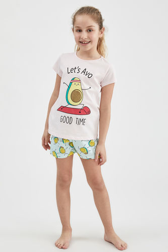 Kız Çocuk Avokado Baskılı Kısa Kol Pijama Takımı