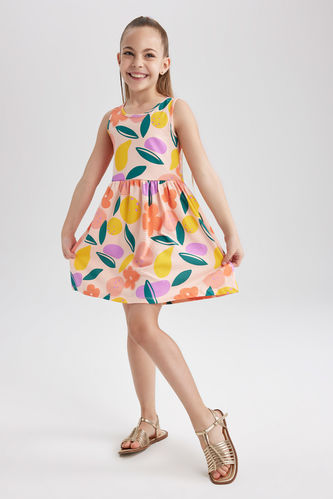 Girl Patterned Sleeveless Dress