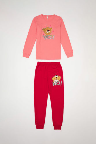 Girl Long Sleeve Bear Print Pyjamas Set