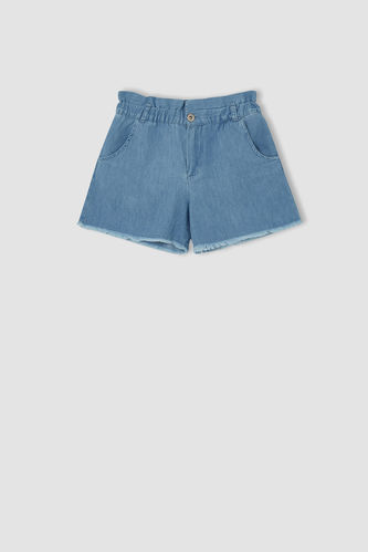 Girl Paperbag Fit Denim Jean Mini Shorts