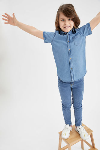 Erkek Çocuk Slim Fit Yıpratma Detaylı Jean Pantolon