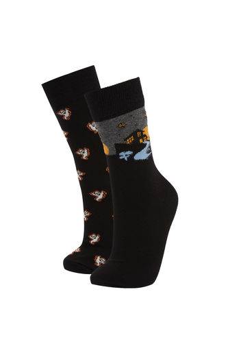 Erkek Halloween Desenli Pamuklu 3'lü Soket Çorap