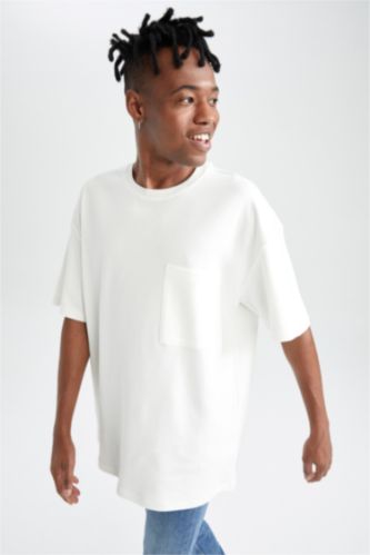 MAN Ecru Oversize Fit Short Sleeve T-Shirt