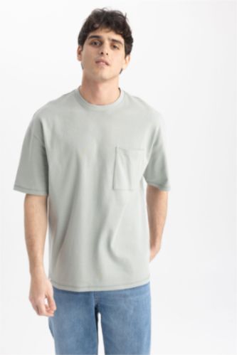 Мужчины Светло-зеленый Футболка оверсайз с круглым вырезом из 100% хлопка