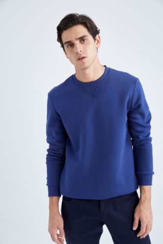 Indigo Man Regular Fit Crew Neck Basic Cotton Sweatshirt 2545194 DeFacto