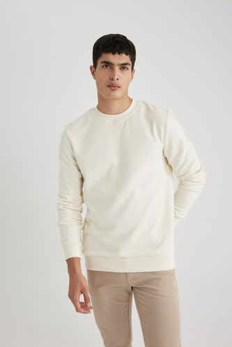 Regular Fit Crew Neck Basic Cotton Sweatshirt