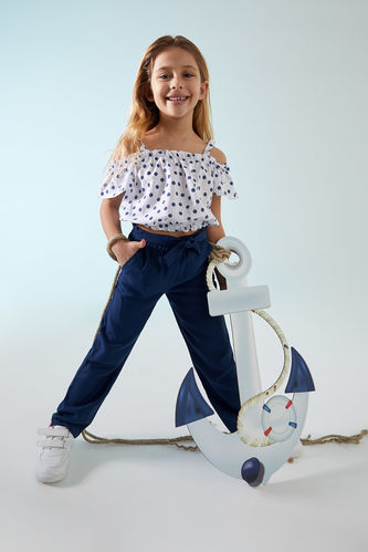 Girl Carrot Fit Trousers With Belt Tie