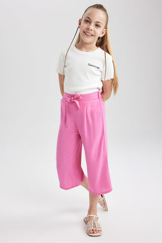 Kız Çocuk Culotte Geniş Paça Viskon Pantolon