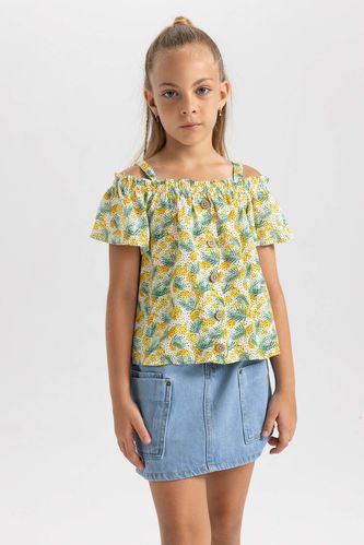 Блуза с цветочным принтом для девочек