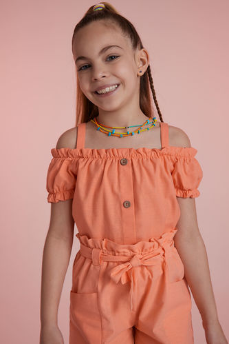 Girl Sustainable Sustainable Short Sleeve Blouse with Straps