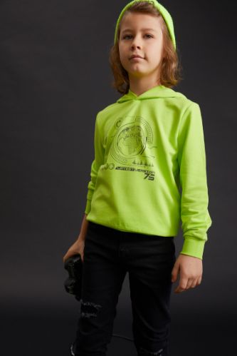 Green slogan online sweatshirt