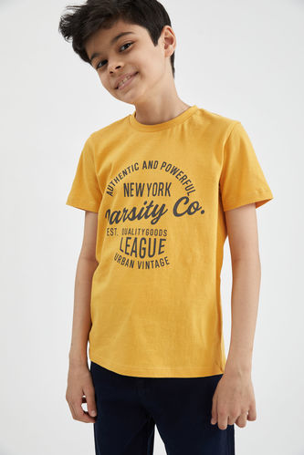 Boy Regular Fit Crew Neck Short-Sleeved Slogan T-Shirt