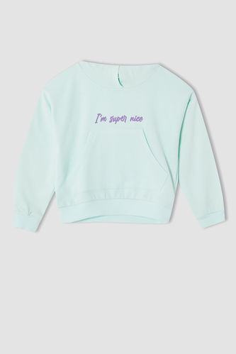 Kız Çocuk Yazı Baskılı Sweatshirt