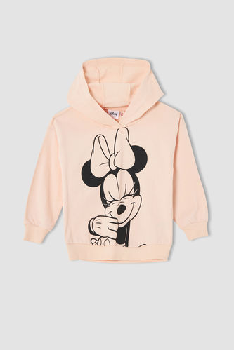 Kız Çocuk Minnie Mouse Lisanslı Kapüşonlu Sweatshirt