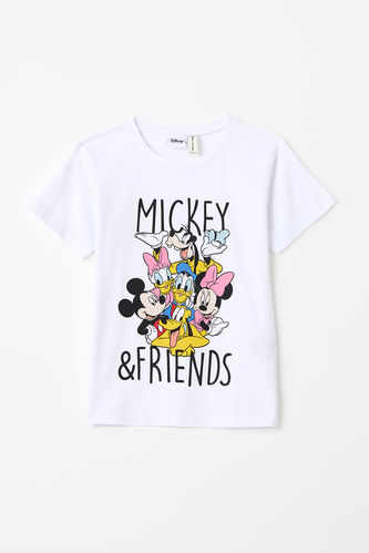 Girl Licensed Mickey Mouse And Friends Short Sleeve Crew Neck T-Shirt