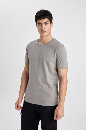 Regular Fit Bisiklet Yaka Kısa Kollu Basic Düz Tişört
