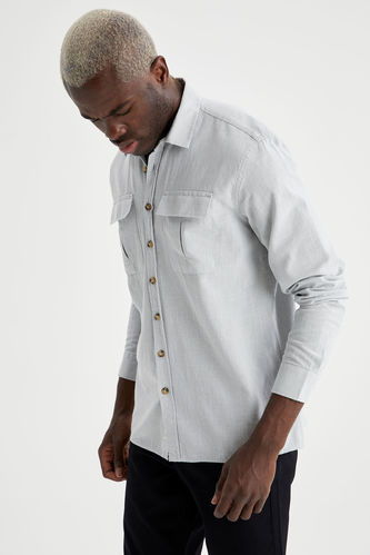 Long-Sleeved Regular Fit Polo Neck Shirt