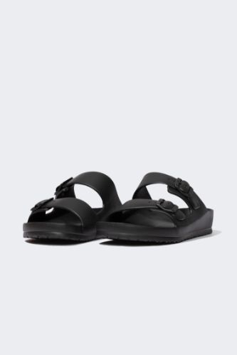 Black MAN Double Band Buckled Slippers 2351111 | DeFacto