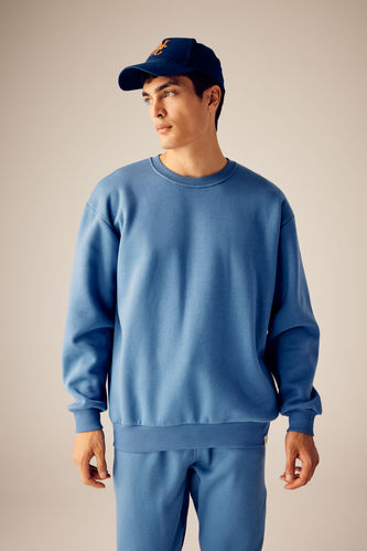 Oversized Fit Sweatshirt - Blue - Men