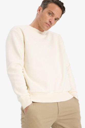 Relax Fit Bisiklet Yaka Kalın İçi Yumuşak Tüylü Basic Düz Sweatshirt