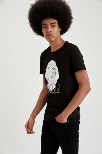 Бавовняна футболка слім-фіт з круглим вирізом та принтом «Горила»