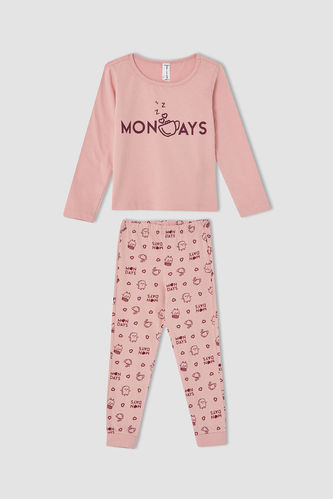 Піжамний комплект для дівчаток з принтом-написом «Mondays»