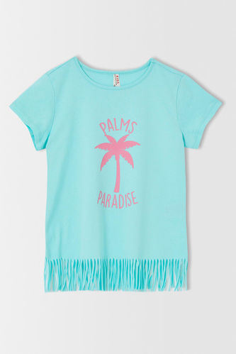 T-shirt à manches courtes imprimé palmiers pour fille