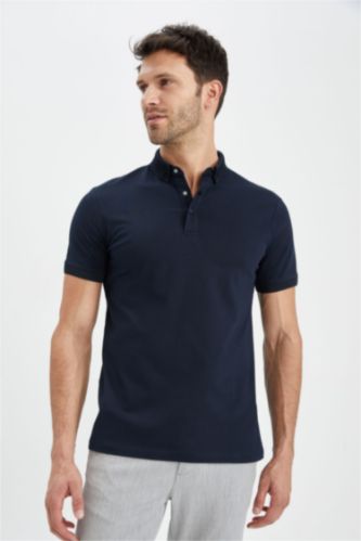 MAN NAVY Slim Fit Pique Short Sleeve Polo T-Shirt