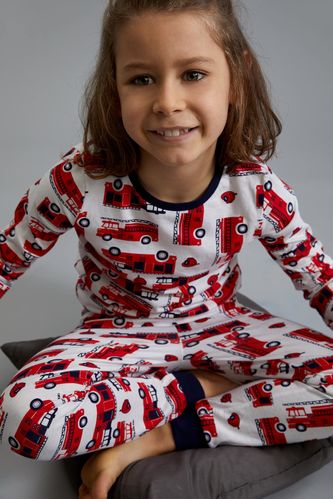 Erkek Çocuk İtfaiye Arabası Desenli Pijama Takımı