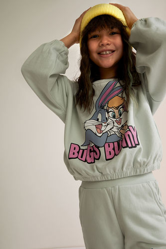 Kız Çocuk Bugs Bunny Lisanslı Crop Sweatshirt