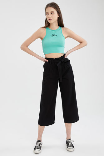 Paperbag Culotte Woven Trousers