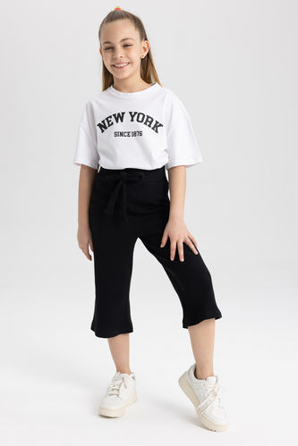 Girl Belted Cropped Culotte Trousers